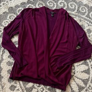 Forever 21 faux-wrap surplice top, berry, size L GUC!
